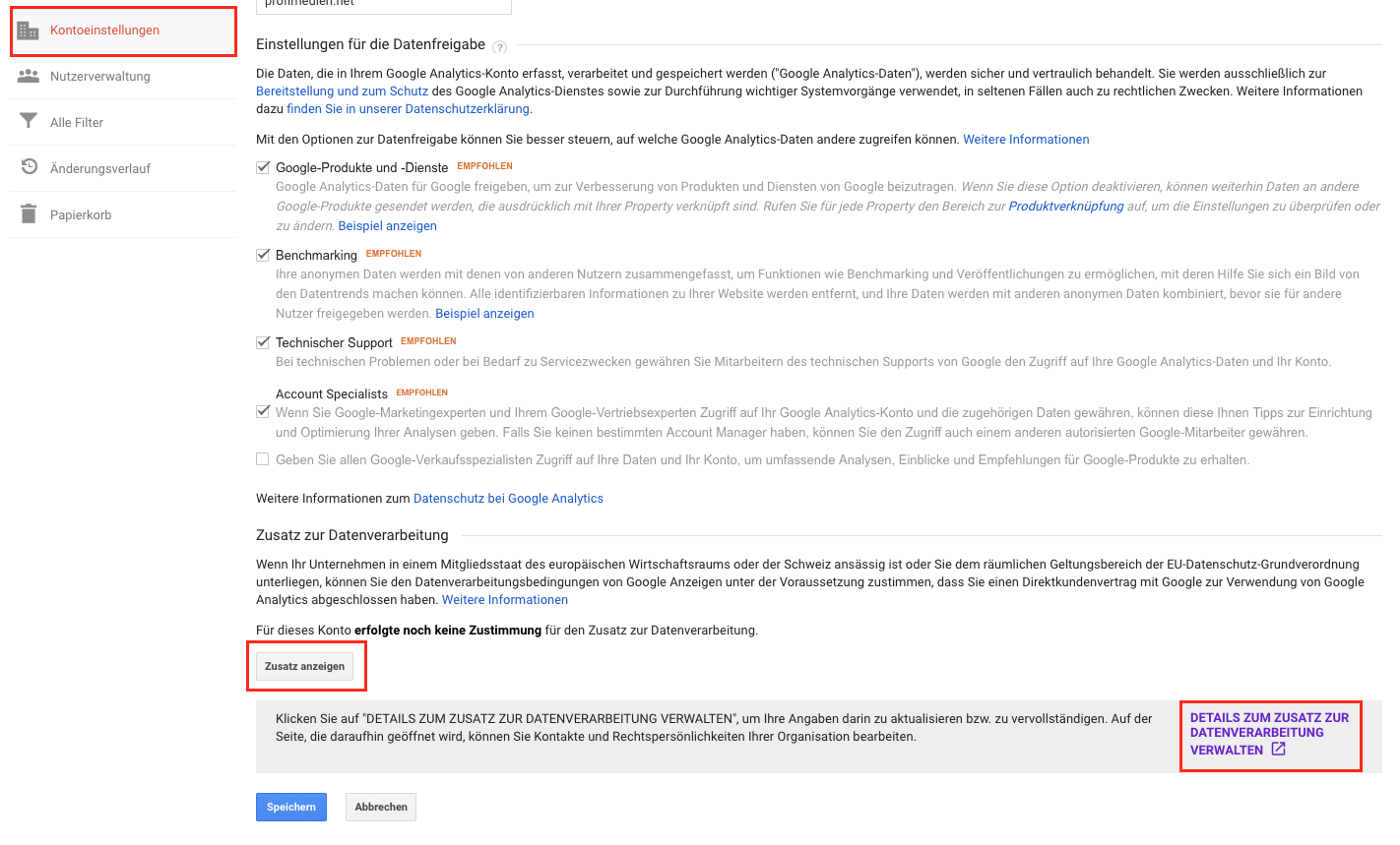 ADV abschließen