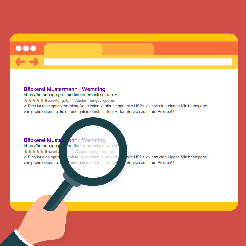 Suchmaschinenoptimierung · Mini-Homepage von profiMedien