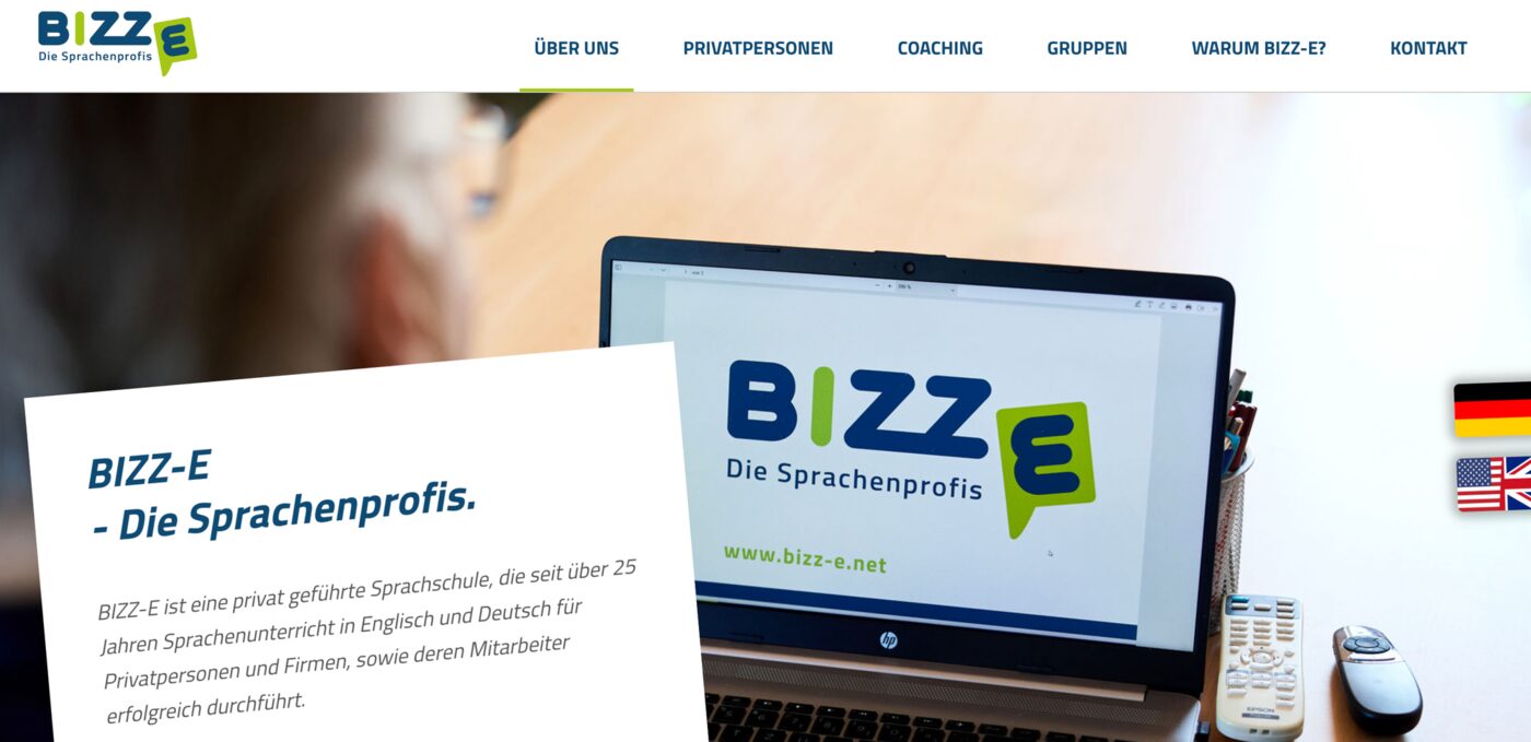 Referenz Onepager für Sprach­schule DE und EN