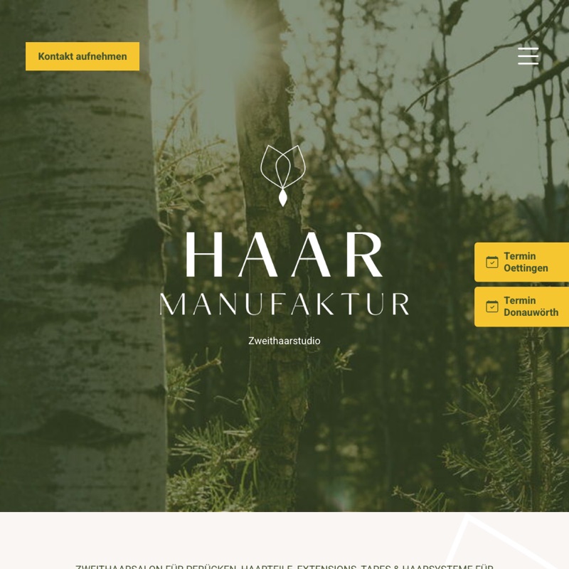 Onepager mit Shop für ein Zweithaarstudio