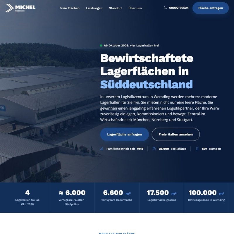 Landingpage und Google Ads für freie Lagerflächen