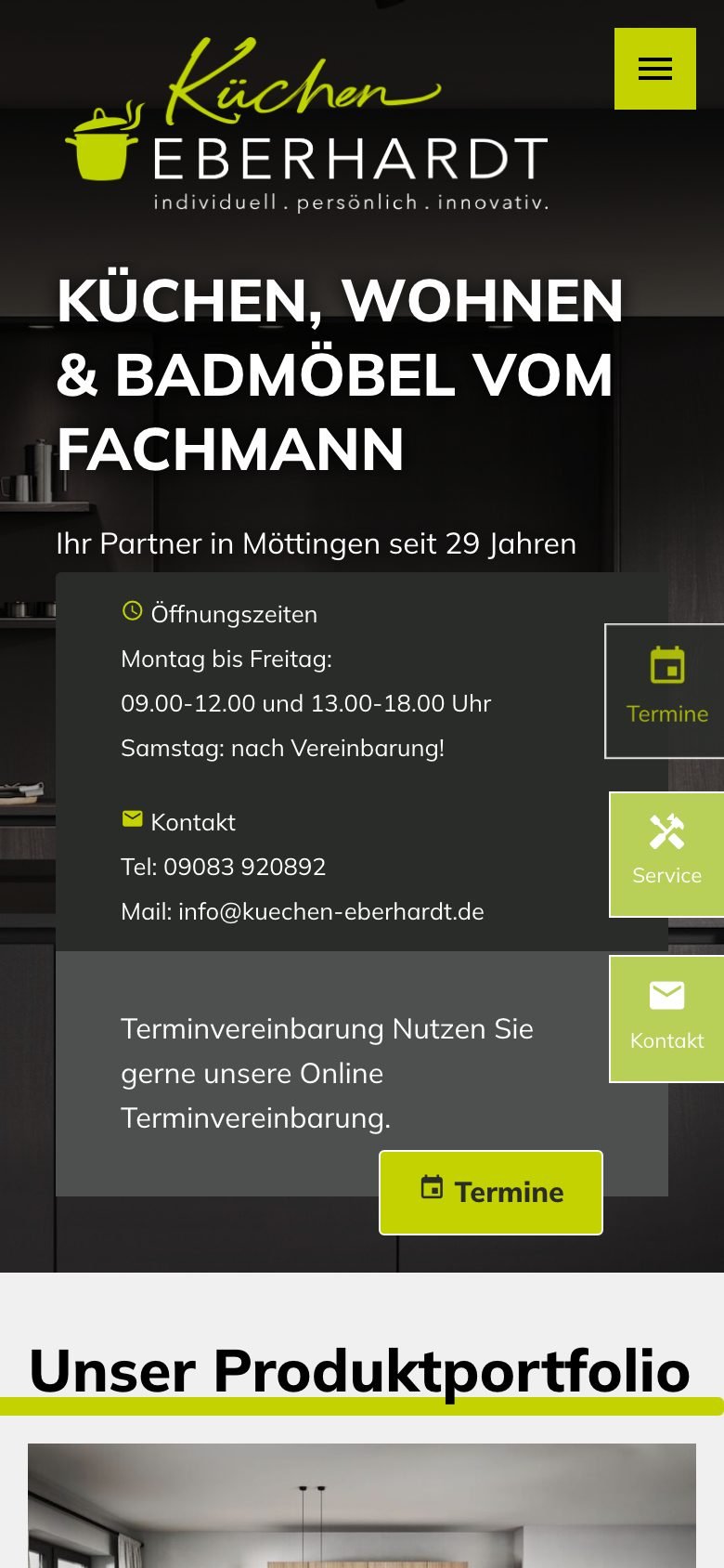 Ansicht am Telefon