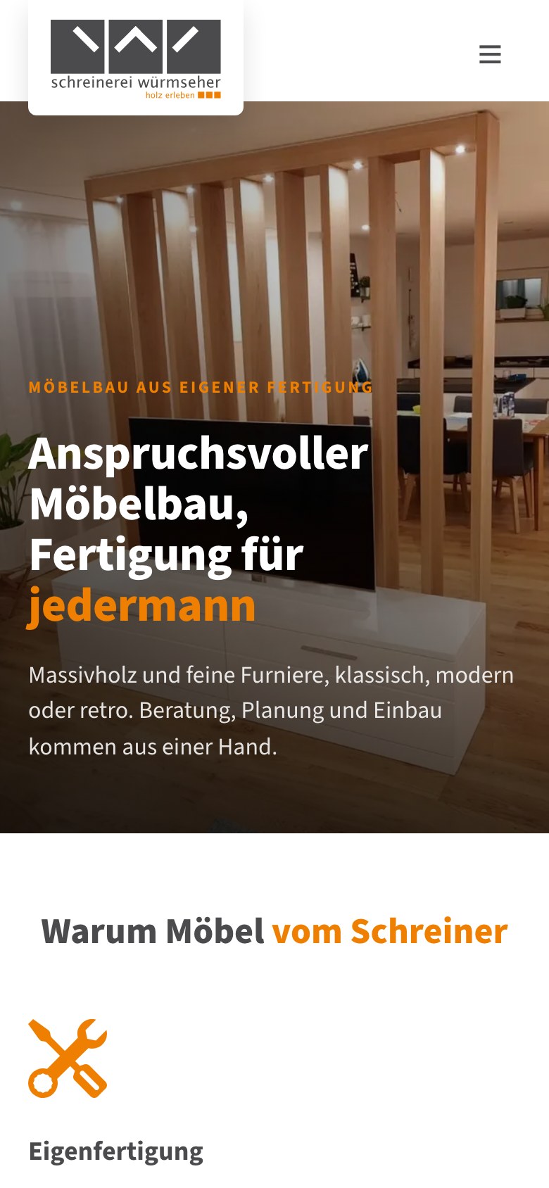 Ansicht am Telefon