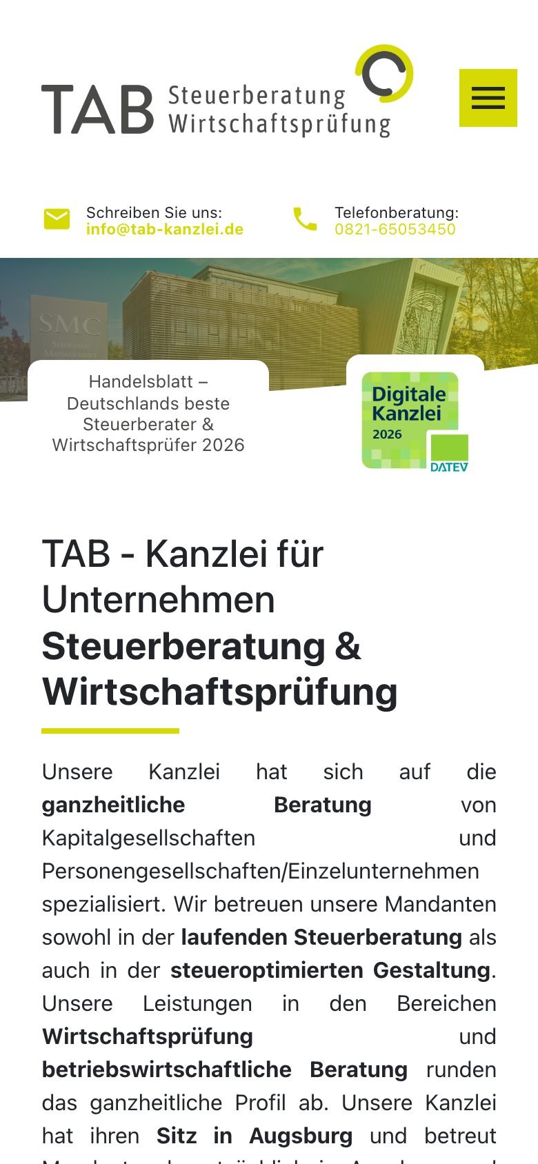 Ansicht am Telefon
